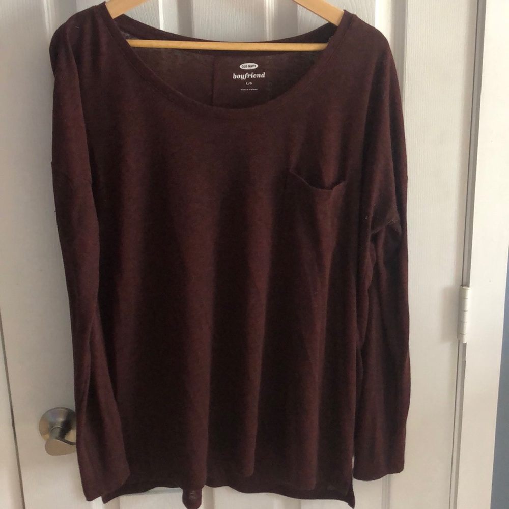 Burgundy boyfriend long sleeved shirt